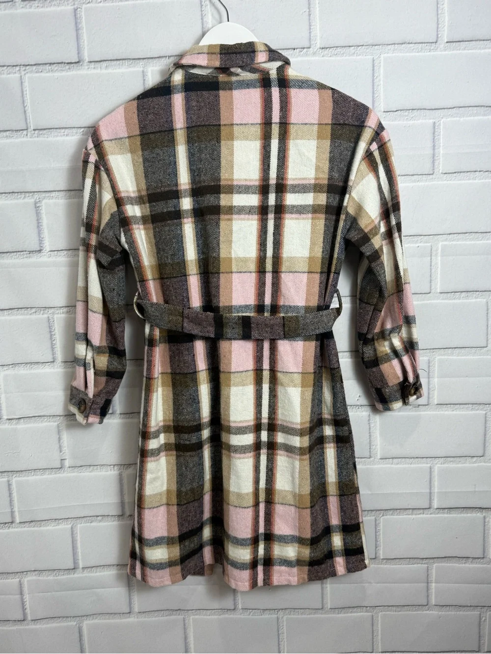 SHEIN Girls Plaid Belted Shirt Dress | Size 10Y | Button Front Long Sleeve